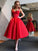 A-Line/Princess Straps Sleeveless Ruffles Tea-Length Dresses Satin Homecoming Dresses Teresa