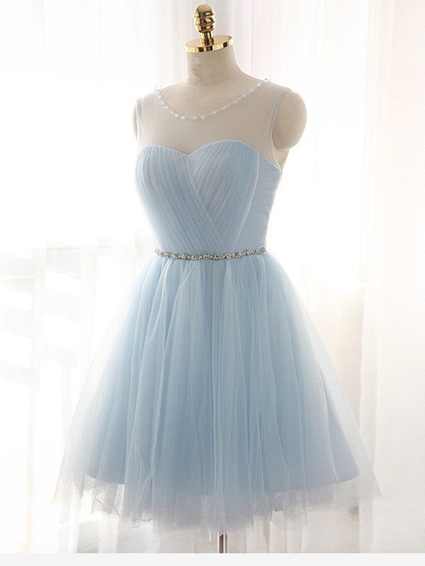 A-Line/Princess Scoop Beading Sleeveless Short/Mini Homecoming Dresses Carissa Tulle Dresses