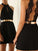 A-Line/Princess Sleeveless Yaritza Homecoming Dresses Lace Halter Jersey Short/Mini Dresses