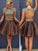 A-Line/Princess Sleeveless Scoop Beading Short/Mini Organza Two Homecoming Dresses Jean Piece Dresses