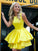 A-Line/Princess Ruffles Scoop Sleeveless Micah Satin Homecoming Dresses Short/Mini Dresses