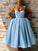 Ball Gown Satin Ariel Homecoming Dresses Ruffles Spaghetti Straps Sleeveless Tea-Length
