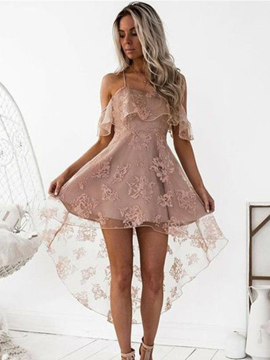 Lace Homecoming Dresses Amelia A-Line/Princess Off-The-Shoulder Short/Mini Dresses