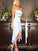 Sheath/Column Spaghetti Straps Sleeveless Ruched Asymmetrical Two Satin Laney Homecoming Dresses Piece Dresses