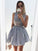 A-Line/Princess V-Neck Satin Audrey Homecoming Dresses Sleeveless Applique Short/Mini Dresses