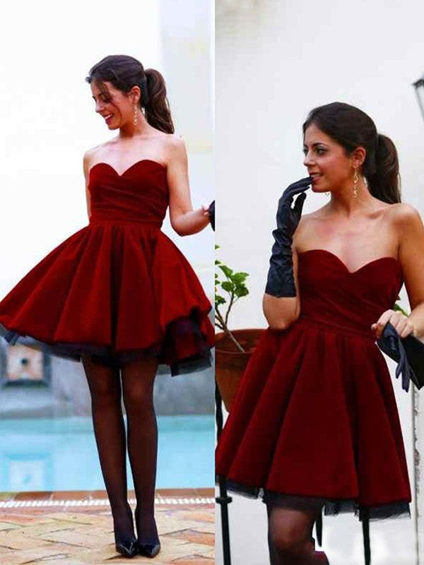 A-Line/Princess Sleeveless Sweetheart Susanna Homecoming Dresses Satin Short/Mini Dresses