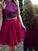 A-Line/Princess Sleeveless Scoop Beading Short/Mini Hadley Chiffon Homecoming Dresses Two Piece Dresses