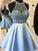 A-Line/Princess Homecoming Dresses Arianna Satin Halter Sash/Ribbon/Belt Sleeveless Short/Mini Dresses