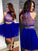 A-Line/Princess Sleeveless High Neck Giselle Homecoming Dresses Beading Tulle Short/Mini Two Piece Dresses