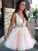 A-Line/Princess Sleeveless Martina Homecoming Dresses V-Neck Tulle Applique Short/Mini Dresses