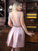 Briana Satin Homecoming Dresses A-Line/Princess V-Neck Sleeveless Applique Short/Mini Dresses
