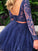 Homecoming Dresses Liliana A-Line/Princess Bateau Organza Applique Long Sleeves Short/Mini Two Piece Dresses