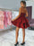 A-Line/Princess Ruffles Spaghetti Straps Homecoming Dresses Kaitlyn Satin Sleeveless Short/Mini
