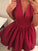 A-Line/Princess V-Neck Ruched Homecoming Dresses Satin Caitlyn Sleeveless Short/Mini Dresses