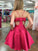 A-Line/Princess Bowknot Spaghetti Straps Homecoming Dresses Satin Marina Sleeveless Short/Mini Dresses