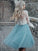 A-Line/Princess Scoop Long Homecoming Dresses Maria Sleeves Short/Mini Tulle Dresses