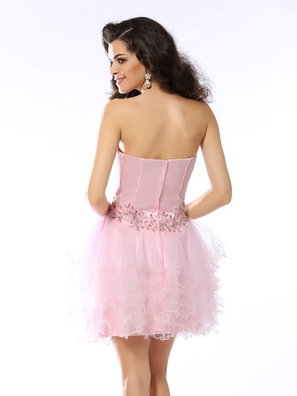 A-Line/Princess Sweetheart Ruffles Sleeveless Short Net Dresses Ayla Homecoming Dresses Cocktail