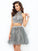 A-Line/Princess High Neck Ruffles Sleeveless Lena Homecoming Dresses Short Net Two Piece Dresses