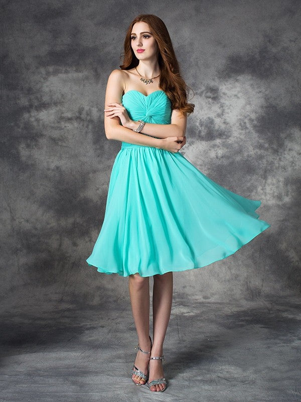 A-Line/Princess Chiffon Homecoming Dresses Rory Sweetheart Ruffles Sleeveless Short Dresses