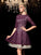 A-Line/Princess Sheer Neck 1/2 Sleeves Cocktail Irene Homecoming Dresses Lace Short Dresses