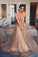 Stunning Spaghetti Straps Sweetheart A Line Prom Dresses with Sequins